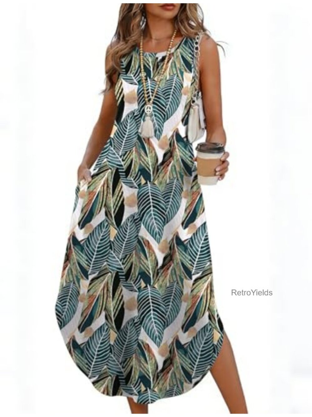 Sleeveless Maxi Sundress with Pockets Casual Beach Vacation Dress